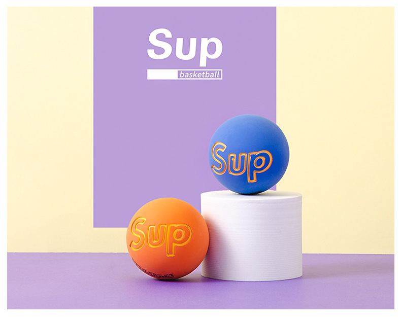 Cartoon Elastic Ball Sup Non-Slip Crack High Elasticity Children Student Fun Play Bouncy Ball Color Box Fun Small Basketball
