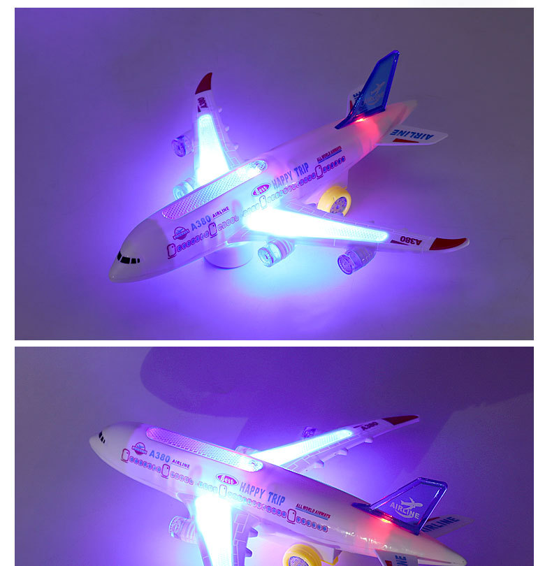 Airbus A380 Light-Emitting Electric Universal Plane Children's Toy Aircraft Model Assembled Toy Wholesale