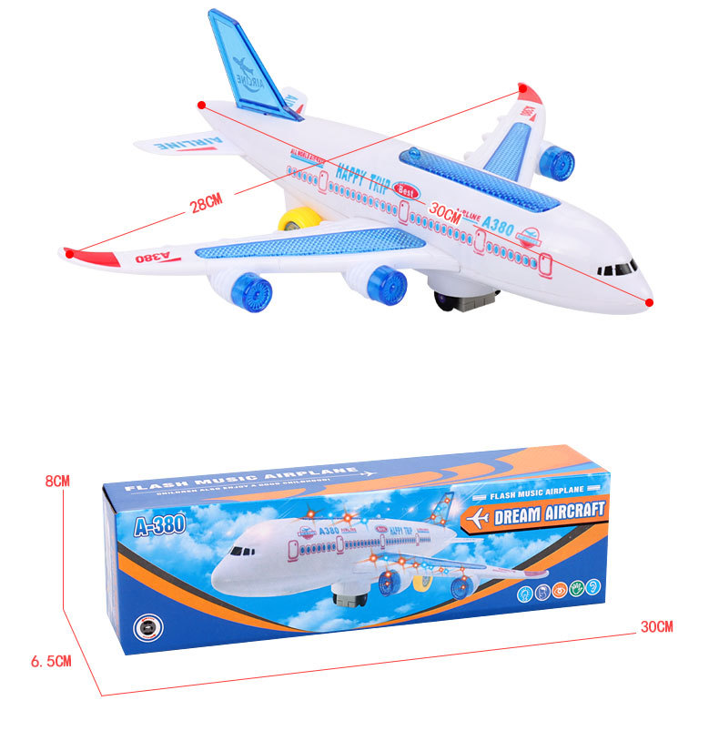 Airbus A380 Light-Emitting Electric Universal Plane Children's Toy Aircraft Model Assembled Toy Wholesale