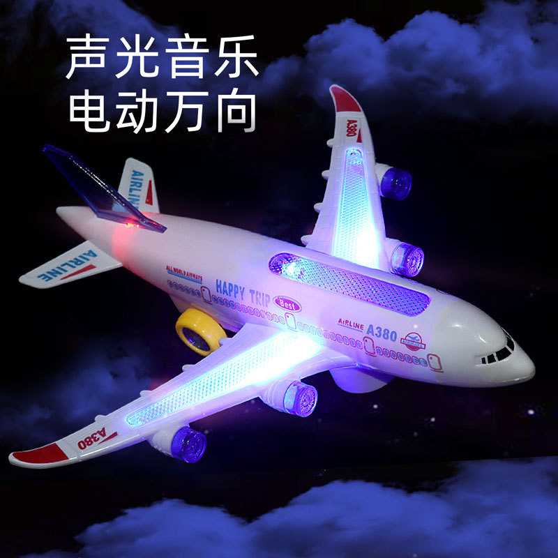 Airbus A380 Light-Emitting Electric Universal Plane Children's Toy Aircraft Model Assembled Toy Wholesale