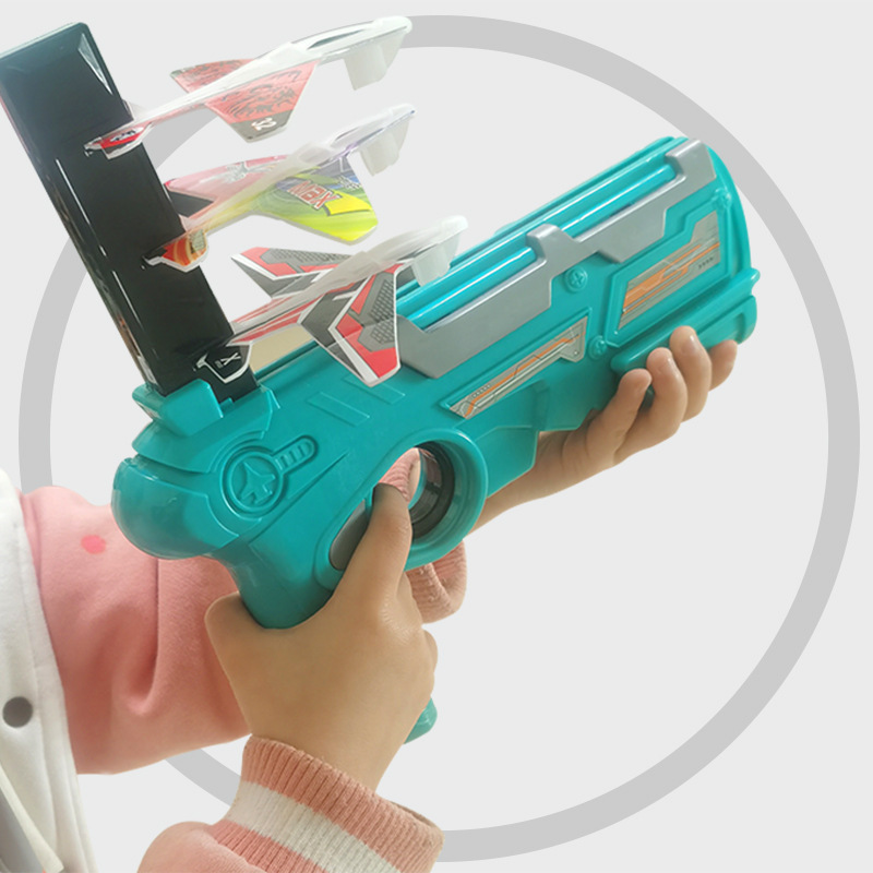 Cross-Border Hot Selling Catapult Bubble Plane Gun-Type Throwing Cyclotron Launcher Glider Children Outdoor Toy Gun Wholesale