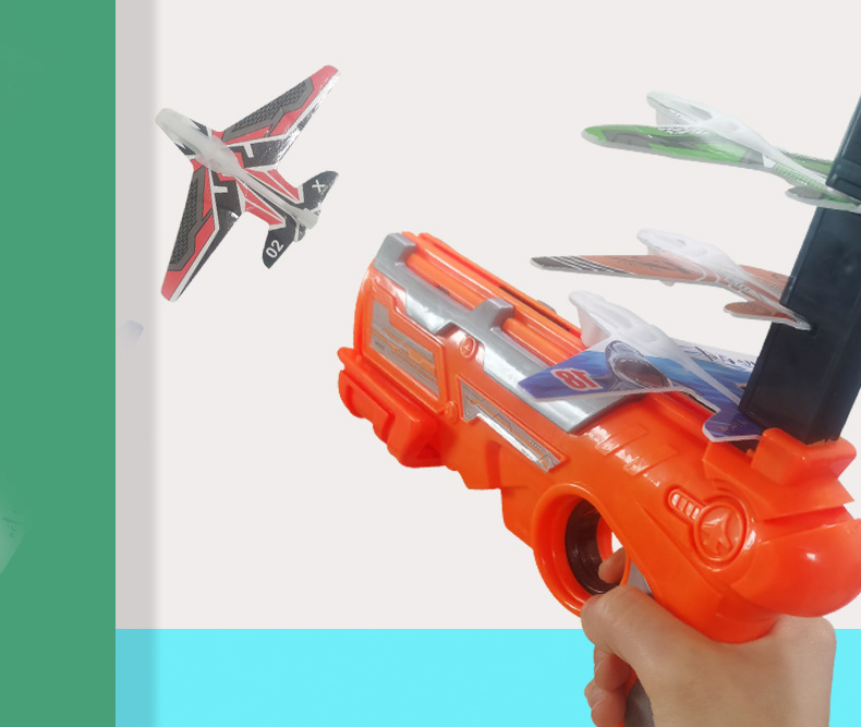 Cross-Border Hot Selling Catapult Bubble Plane Gun-Type Throwing Cyclotron Launcher Glider Children Outdoor Toy Gun Wholesale