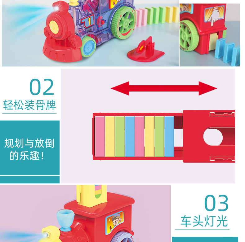 Children's Educational Dominoes Train Toy DIY Parent-Child Interaction Automatic Card Issuing Unit Blocks on Wheels with Sound and Light Children's Educational Dominoes Train Toy DIY Parent-Child Interaction Automatic Card Issuing Unit Blocks on Wheels with Sound and Light