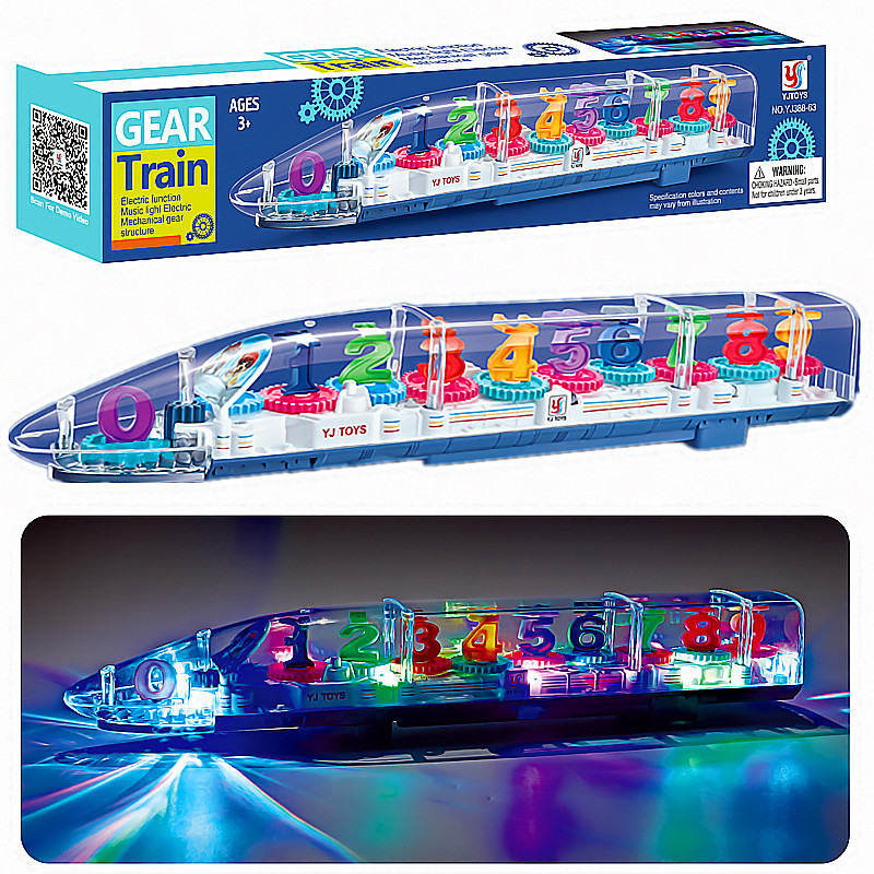 Light Music Transparent CRH Harmony Train Children's Toy Electric Universal Wheel Transparent Gear Concept Model Toy