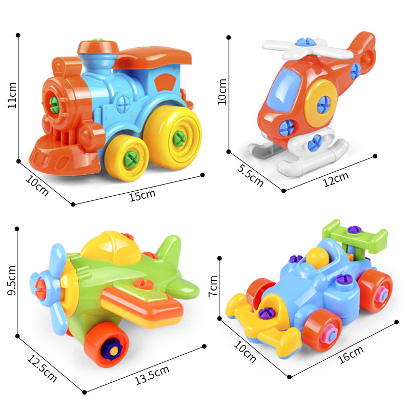 Children&#039;s Educational Disassembly Aircraft Disassembly Small Train Toy Wholesale Cartoon Assembled Car Small Toy Stall