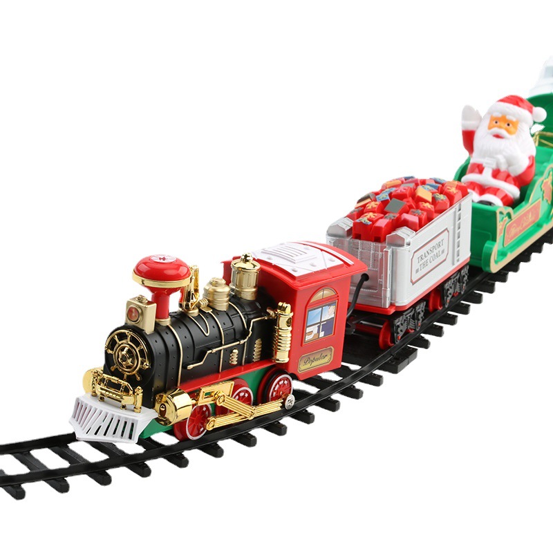Foreign Trade Electric Christmas Train Electric Sound and Light Hanging Christmas Tree Christmas Rail Car Christmas Gift Toy
