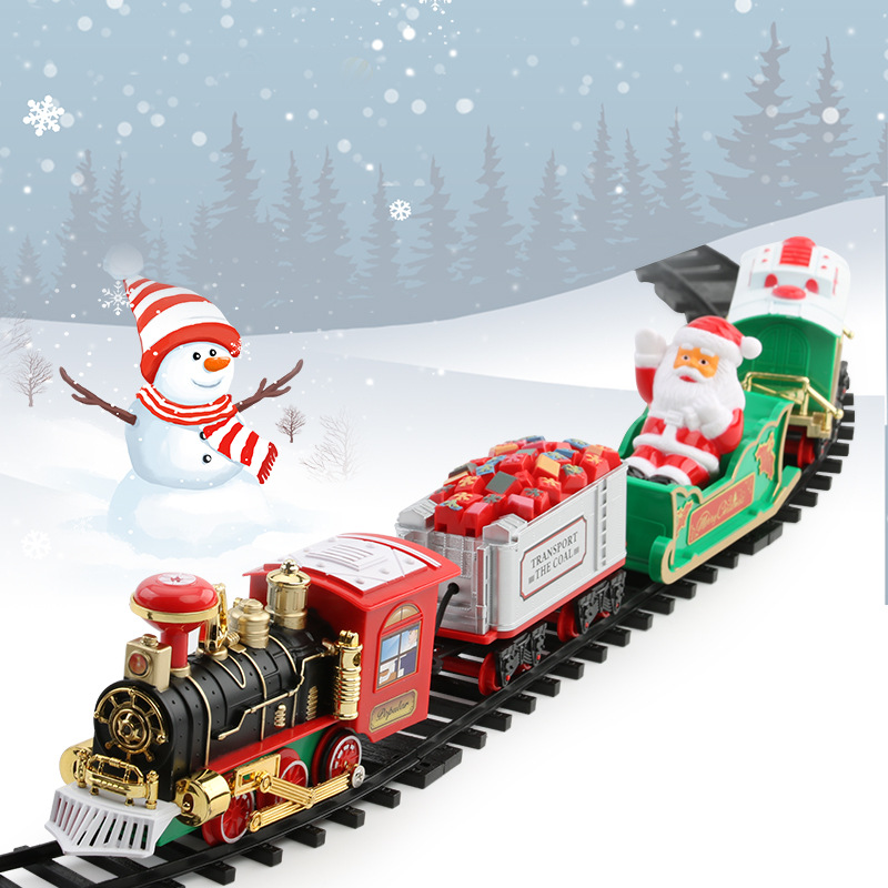 Foreign Trade Electric Christmas Train Electric Sound and Light Hanging Christmas Tree Christmas Rail Car Christmas Gift Toy