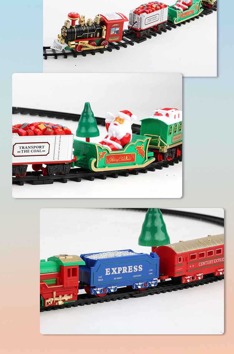 Foreign Trade Electric Christmas Train Electric Sound and Light Hanging Christmas Tree Christmas Rail Car Christmas Gift Toy