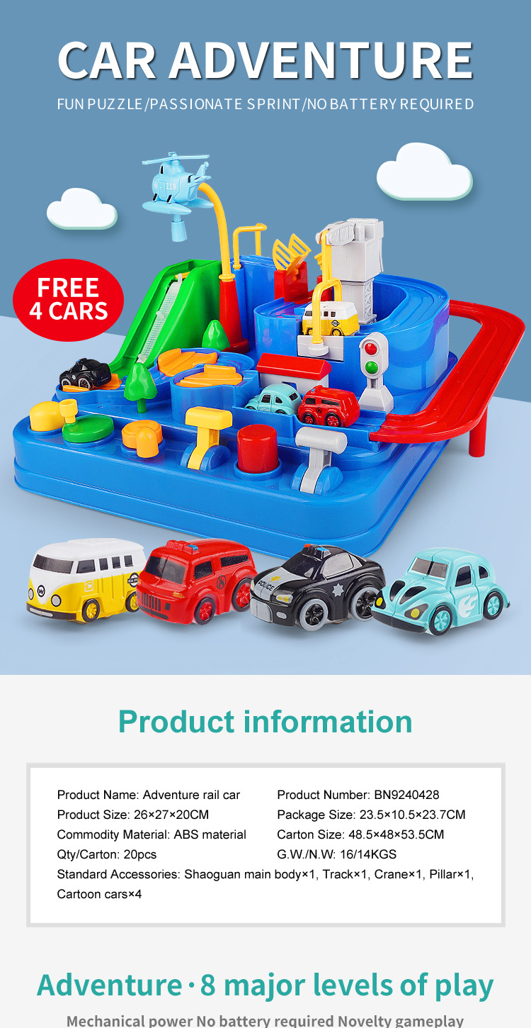 Car Entrance Adventure Small Train Inertia Educational Toy Car Engineering Vehicle Parking Lot Macaron Color Rail Car