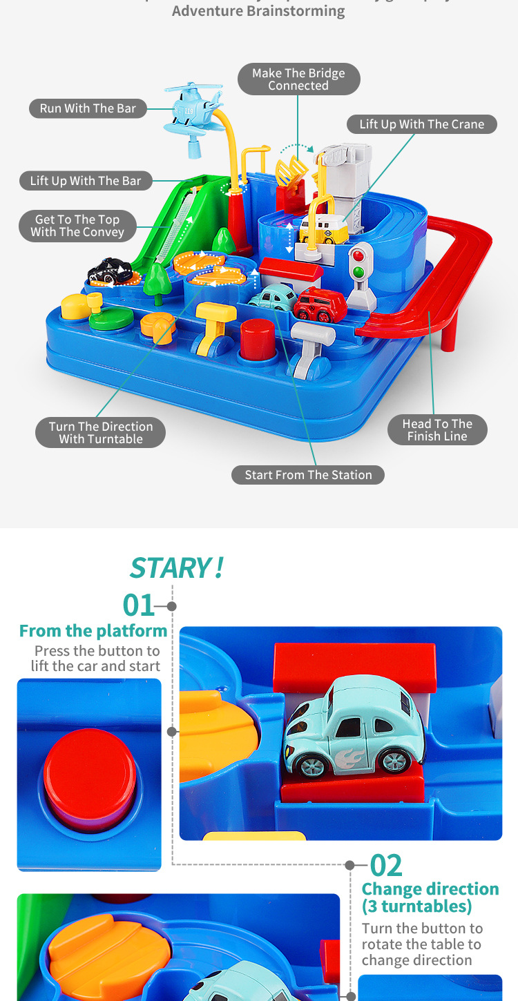 Car Entrance Adventure Small Train Inertia Educational Toy Car Engineering Vehicle Parking Lot Macaron Color Rail Car
