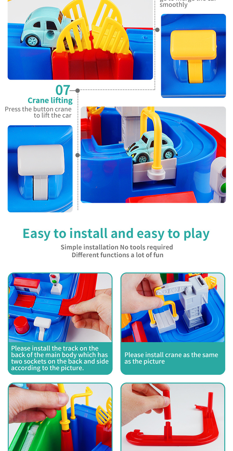 Car Entrance Adventure Small Train Inertia Educational Toy Car Engineering Vehicle Parking Lot Macaron Color Rail Car