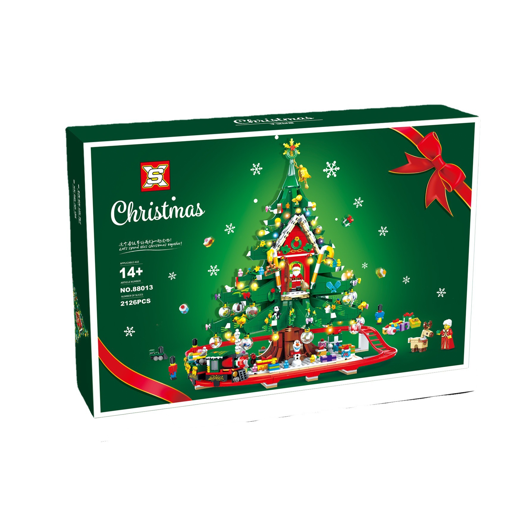Double Elephants 88013 Christmas Tree House Elk Train Assembling Small Particles Building Blocks Toy Holiday Gift Model Ornaments