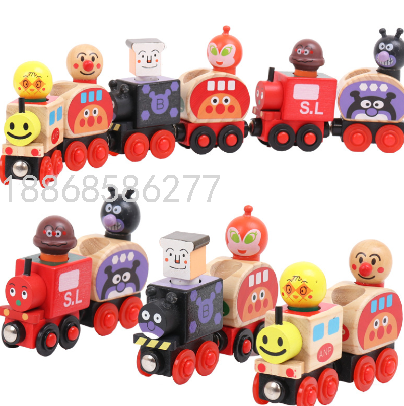 Wooden Toy Magnetic Van Children &#039;S Puzzle 6-Section Magnetic Bread Superman Train Power Control Toys
