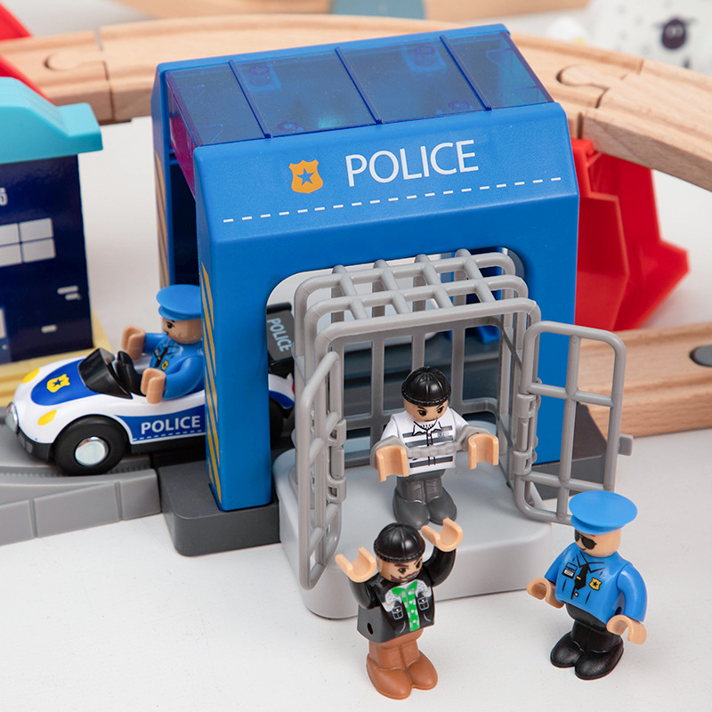 Wooden Train Track Apron Police Station Train Toy
