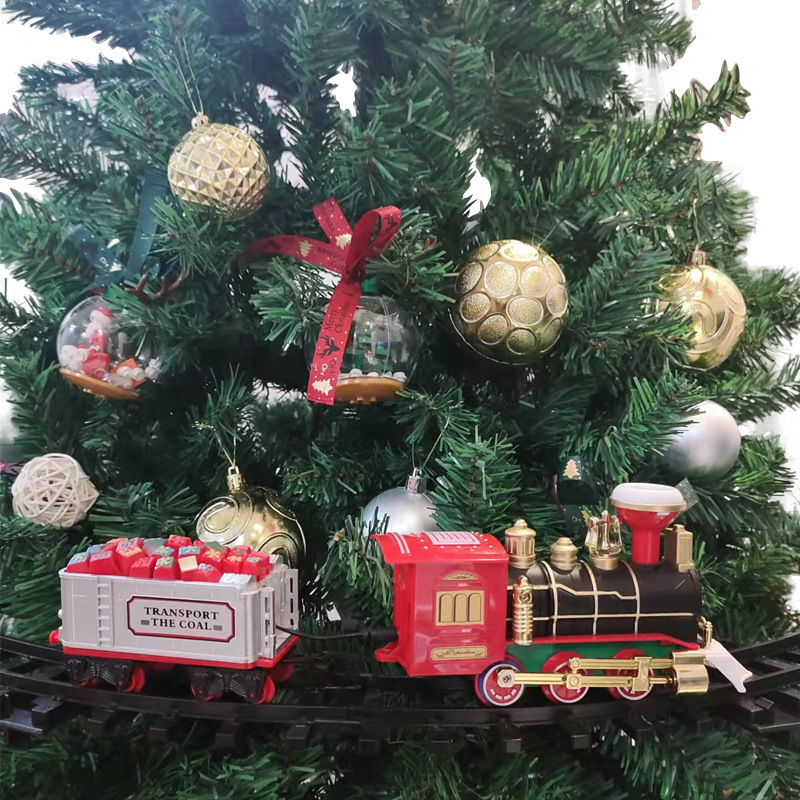 Foreign Trade Electric Christmas Train Electric Sound and Light Hanging Christmas Tree Christmas Rail Car Christmas Gift Toy