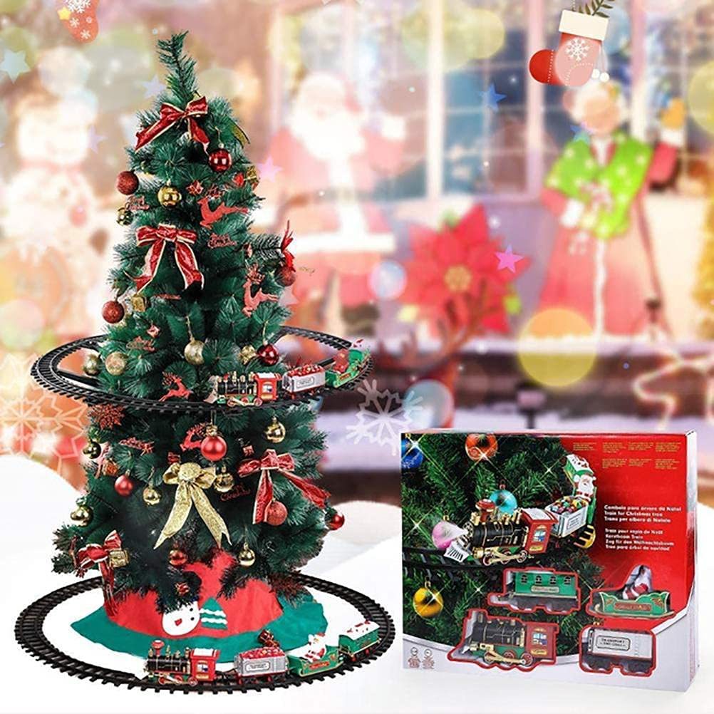 Foreign Trade Electric Christmas Train Electric Sound and Light Hanging Christmas Tree Christmas Rail Car Christmas Gift Toy