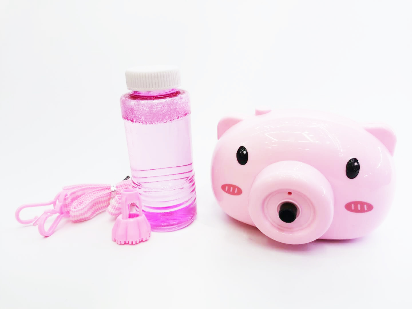 A OEM Grid Red hot style Piglet camera Bubble Electric Light Music Bubble Gun Two color Mix