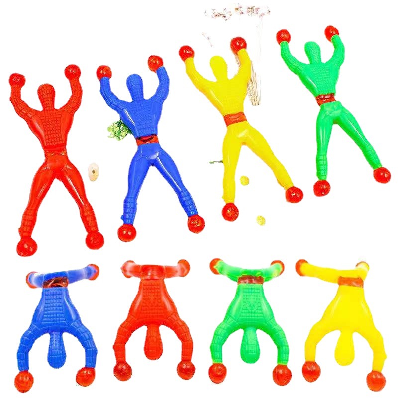 Hot Sale Fun Creative Flip Bucket Wall Climbing Superman Spider-Man Sticky Wall Climbing Toy Stall Supply Wholesale