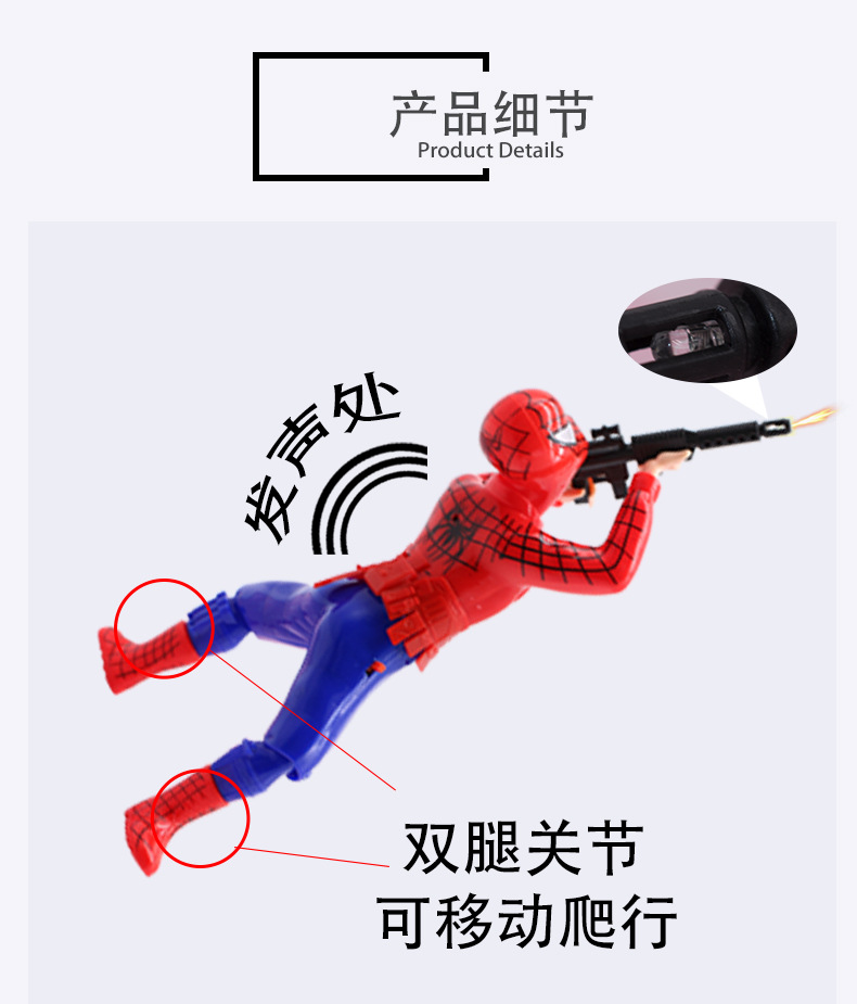 Tiktok Same Style Crawler Spider-Man Large Crawler Electric Toy Children's Luminous Sound Crawling Toy Funny Cat Artifact