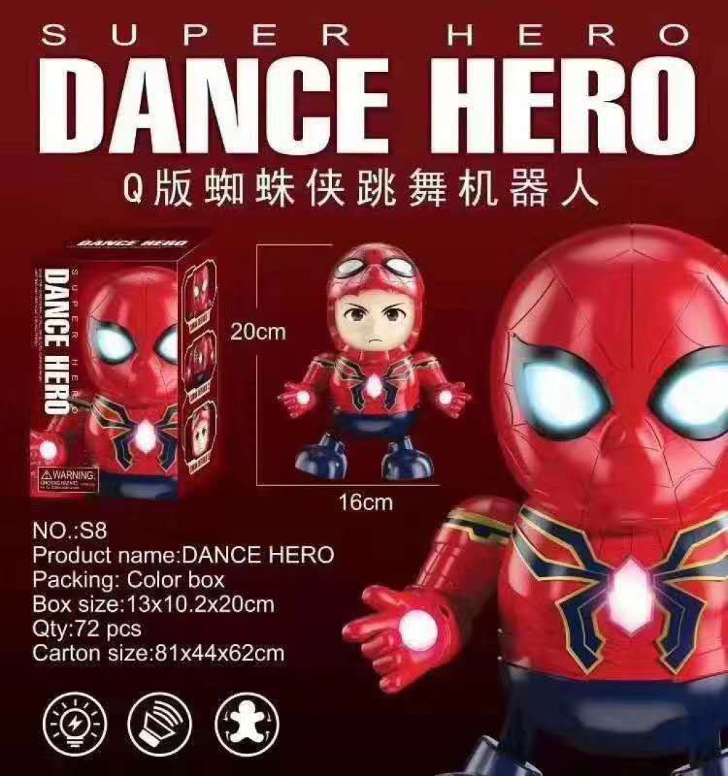 Web celebrity hot style Hot Spot Q version of Spider-Man Dancing Airport Man intelligent video Toy boy Loves toys