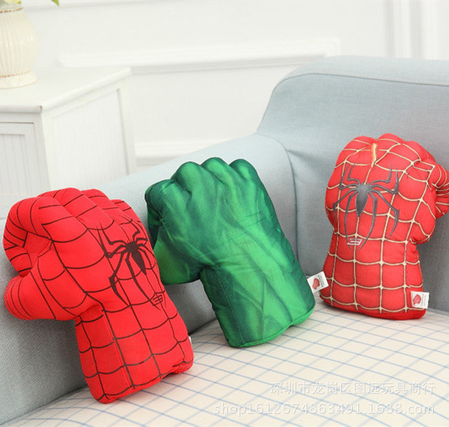Plush Toy Boxing Gloves Children Adult the Hulk Boxing Gloves Spider-Man Doll Birthday Gift for Boy
