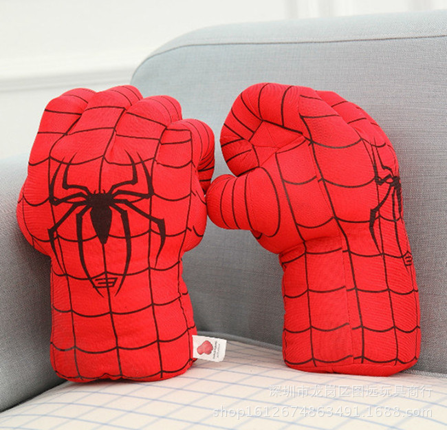 Plush Toy Boxing Gloves Children Adult the Hulk Boxing Gloves Spider-Man Doll Birthday Gift for Boy