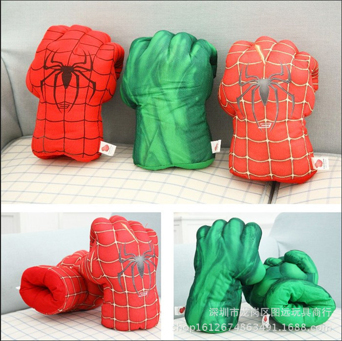 Plush Toy Boxing Gloves Children Adult the Hulk Boxing Gloves Spider-Man Doll Birthday Gift for Boy