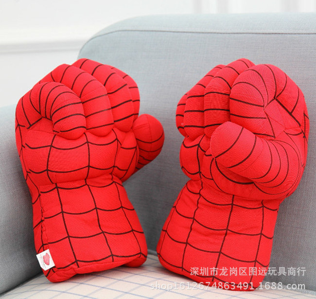 Plush Toy Boxing Gloves Children Adult the Hulk Boxing Gloves Spider-Man Doll Birthday Gift for Boy
