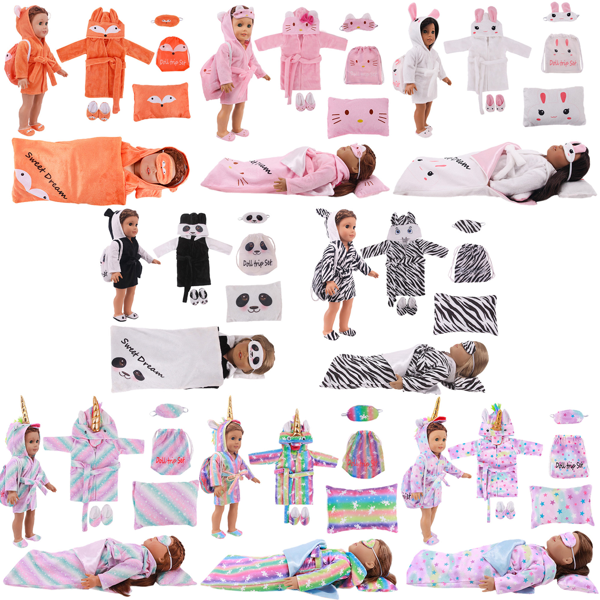 Factory Direct Deliver Suitable for 27-29cm Barbie Doll Striped Plush Coat Doll Dressing Gown One Piece Dropshipping