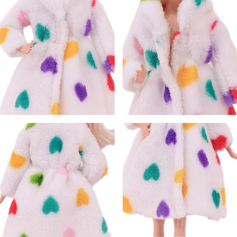 Factory Direct Deliver Suitable for 27-29cm Barbie Doll Striped Plush Coat Doll Dressing Gown One Piece Dropshipping