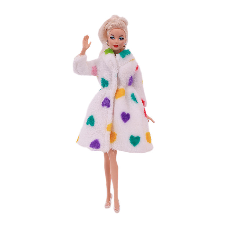 Factory Direct Deliver Suitable for 27-29cm Barbie Doll Striped Plush Coat Doll Dressing Gown One Piece Dropshipping