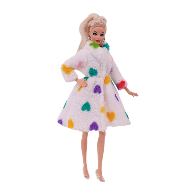 Factory Direct Deliver Suitable for 27-29cm Barbie Doll Striped Plush Coat Doll Dressing Gown One Piece Dropshipping