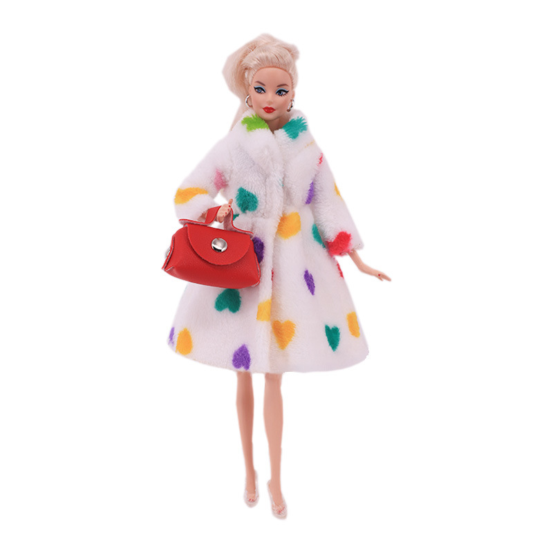 Factory Direct Deliver Suitable for 27-29cm Barbie Doll Striped Plush Coat Doll Dressing Gown One Piece Dropshipping