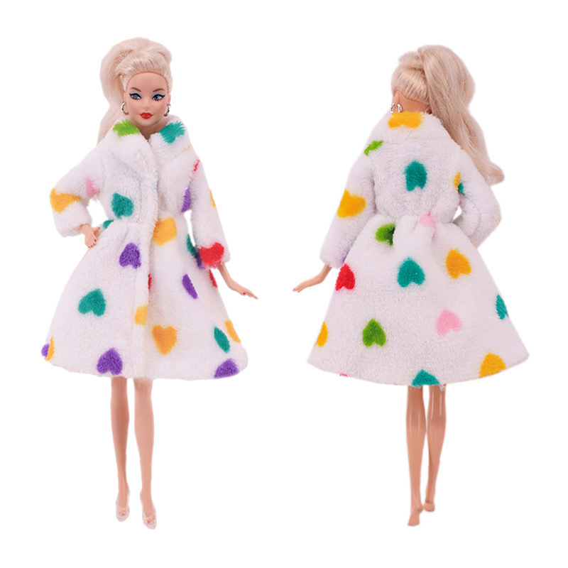 Factory Direct Deliver Suitable for 27-29cm Barbie Doll Striped Plush Coat Doll Dressing Gown One Piece Dropshipping