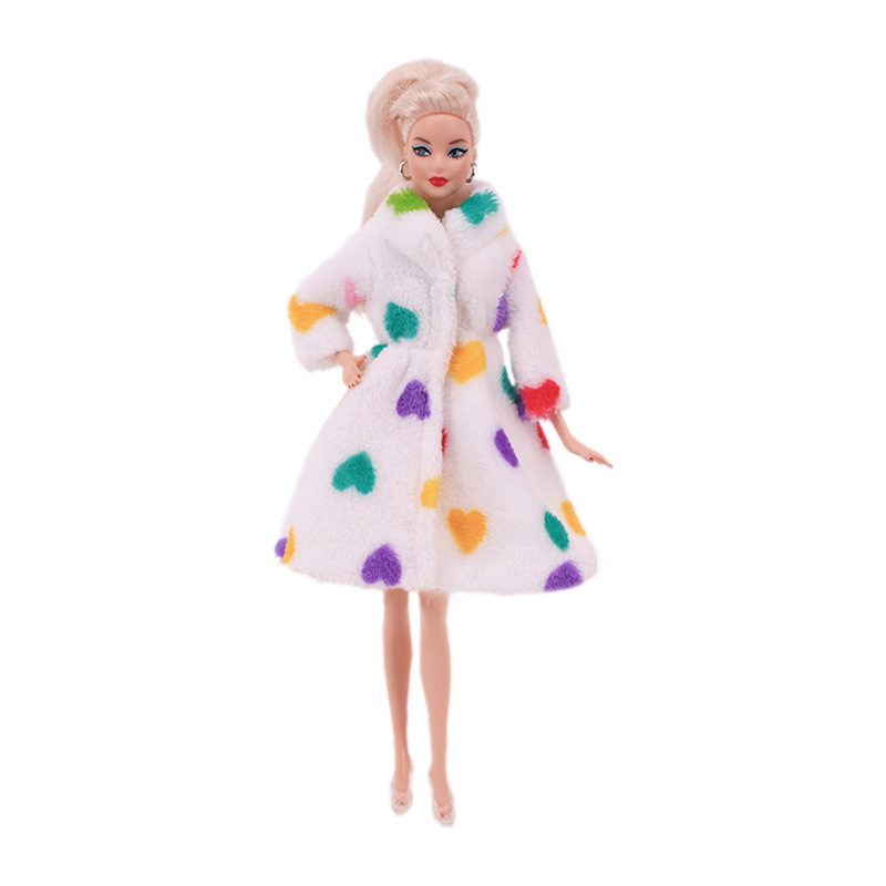 Factory Direct Deliver Suitable for 27-29cm Barbie Doll Striped Plush Coat Doll Dressing Gown One Piece Dropshipping