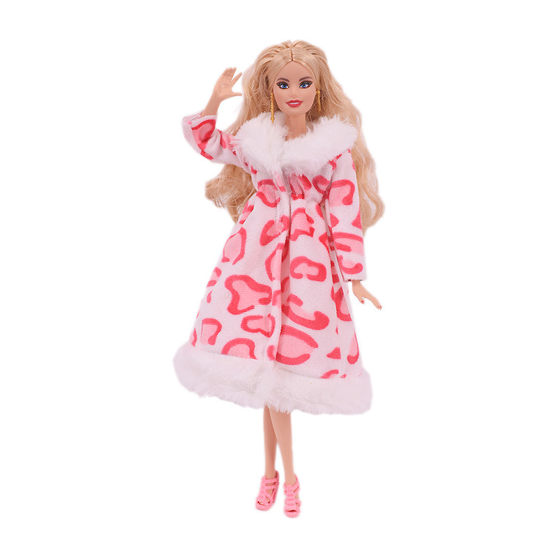 Factory Direct Deliver Suitable for 27-29cm Barbie Doll Striped Plush Coat Doll Dressing Gown One Piece Dropshipping