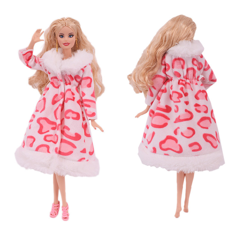 Factory Direct Deliver Suitable for 27-29cm Barbie Doll Striped Plush Coat Doll Dressing Gown One Piece Dropshipping