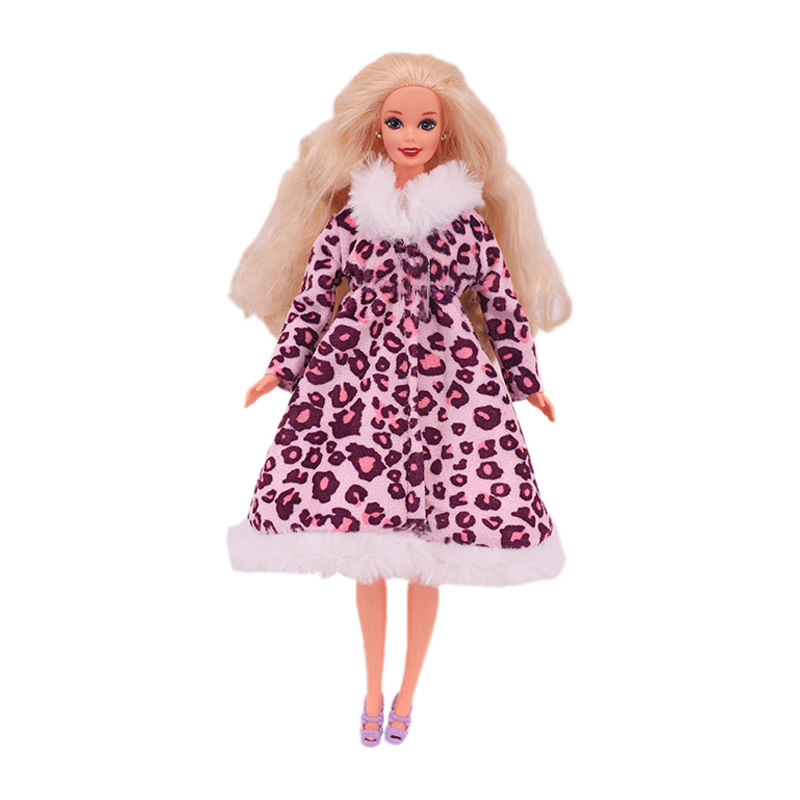 Factory Direct Deliver Suitable for 27-29cm Barbie Doll Striped Plush Coat Doll Dressing Gown One Piece Dropshipping