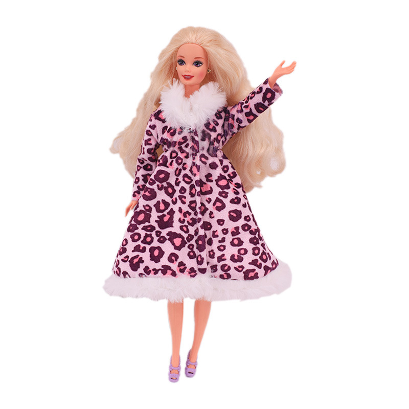 Factory Direct Deliver Suitable for 27-29cm Barbie Doll Striped Plush Coat Doll Dressing Gown One Piece Dropshipping
