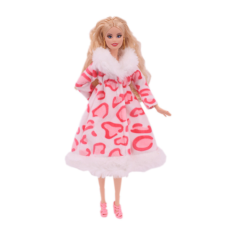 Factory Direct Deliver Suitable for 27-29cm Barbie Doll Striped Plush Coat Doll Dressing Gown One Piece Dropshipping