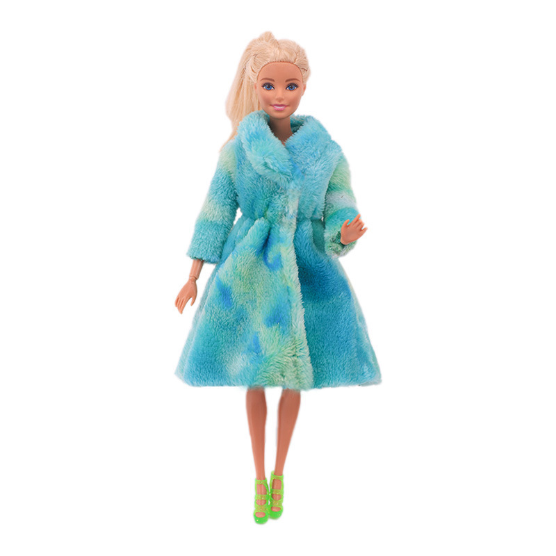 Factory Direct Deliver Suitable for 27-29cm Barbie Doll Striped Plush Coat Doll Dressing Gown One Piece Dropshipping