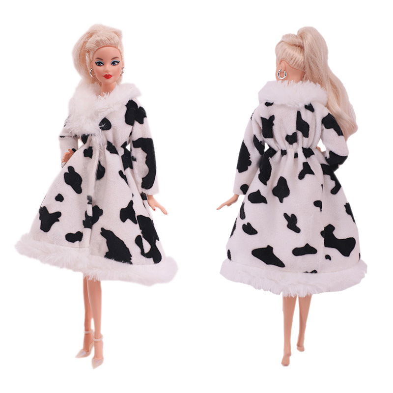 Factory Direct Deliver Suitable for 27-29cm Barbie Doll Striped Plush Coat Doll Dressing Gown One Piece Dropshipping