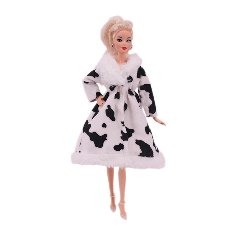 Factory Direct Deliver Suitable for 27-29cm Barbie Doll Striped Plush Coat Doll Dressing Gown One Piece Dropshipping