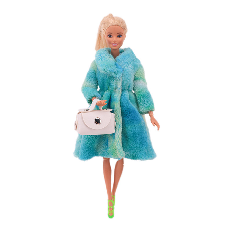 Factory Direct Deliver Suitable for 27-29cm Barbie Doll Striped Plush Coat Doll Dressing Gown One Piece Dropshipping
