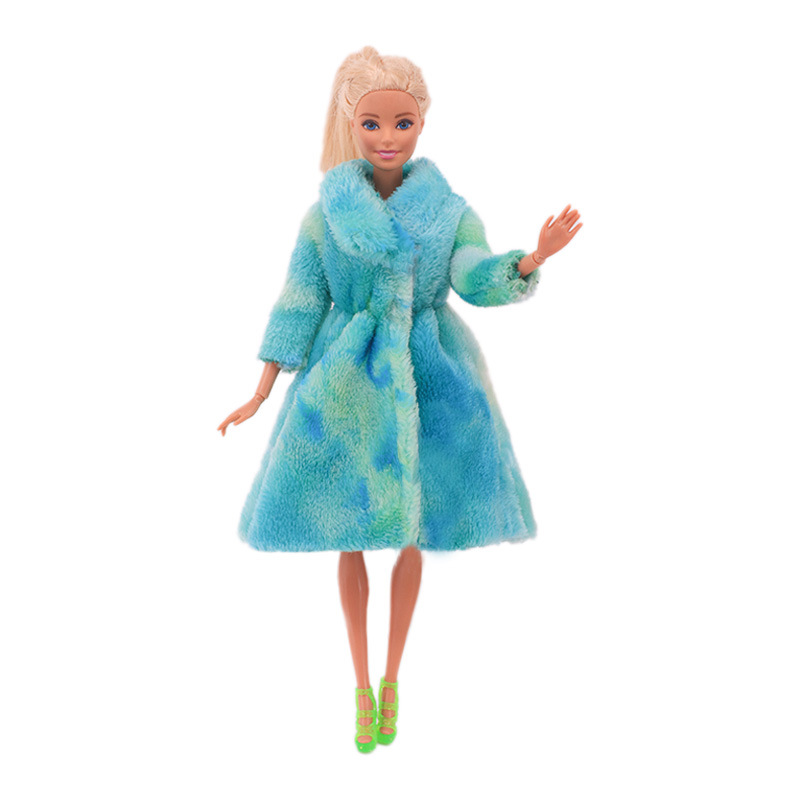 Factory Direct Deliver Suitable for 27-29cm Barbie Doll Striped Plush Coat Doll Dressing Gown One Piece Dropshipping