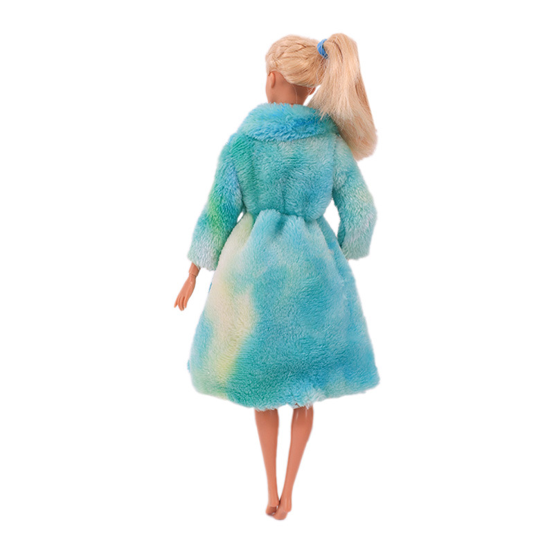 Factory Direct Deliver Suitable for 27-29cm Barbie Doll Striped Plush Coat Doll Dressing Gown One Piece Dropshipping