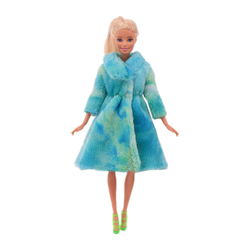 Factory Direct Deliver Suitable for 27-29cm Barbie Doll Striped Plush Coat Doll Dressing Gown One Piece Dropshipping