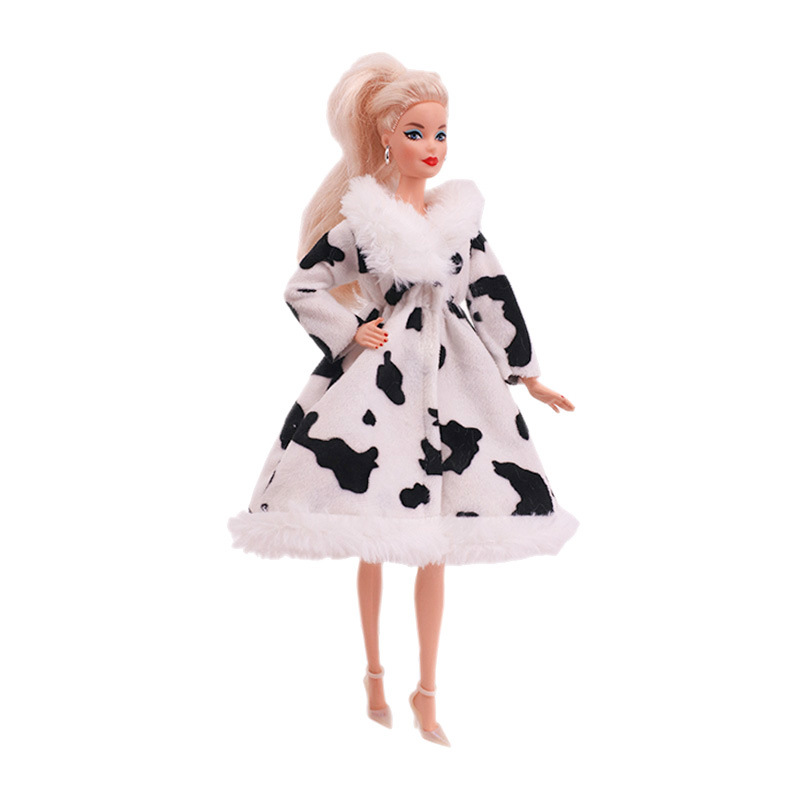 Factory Direct Deliver Suitable for 27-29cm Barbie Doll Striped Plush Coat Doll Dressing Gown One Piece Dropshipping