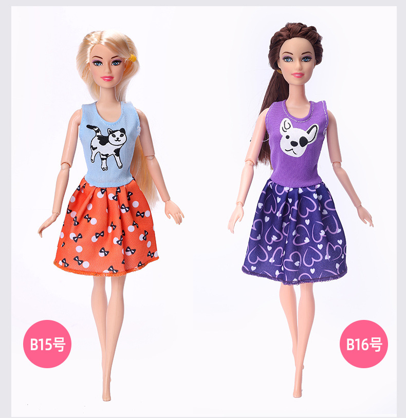30cm Barbie Doll Clothes Dress Casual Fashion Dress Accessories Clothing Girl Toy Cross-Border Supply