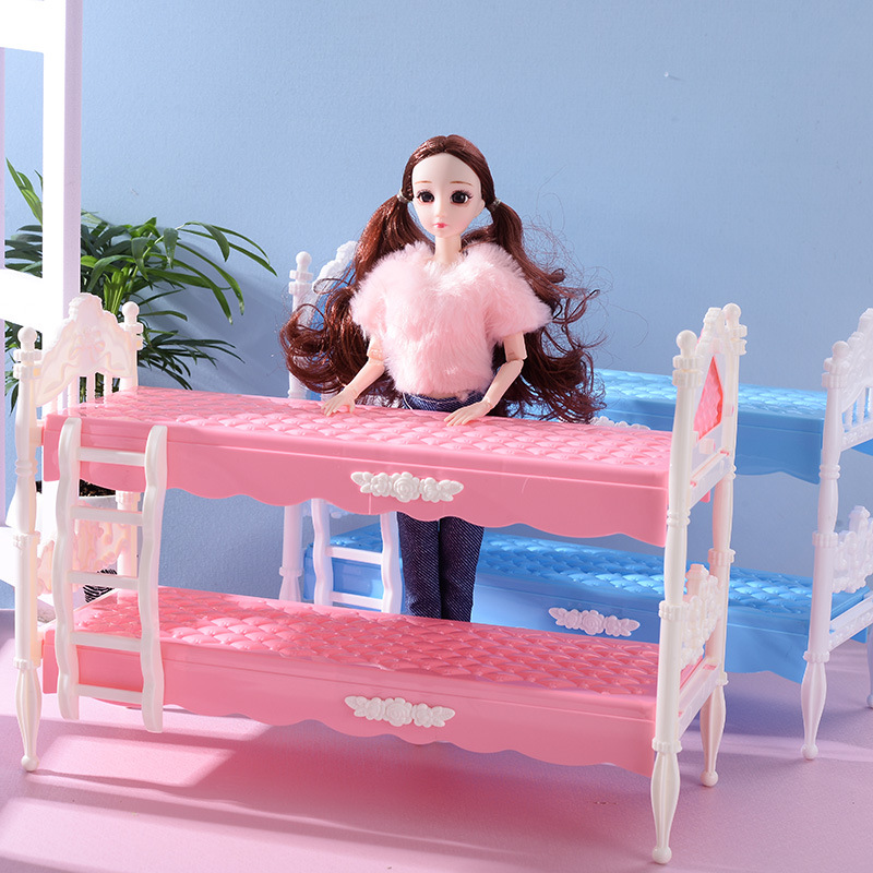 30cm Yati Barbie Doll Bunk Bed Model Accessories Building Blocks Assembled Girl Play House Toy Gift
